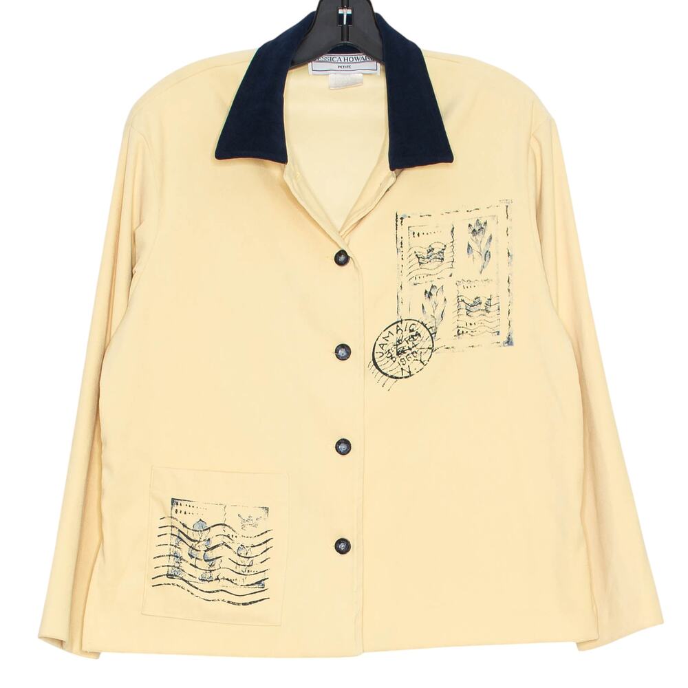 Vintage Jessica Howard Top Cottage Grandmacore Novelty Y2K 90s Button Yellow 10P